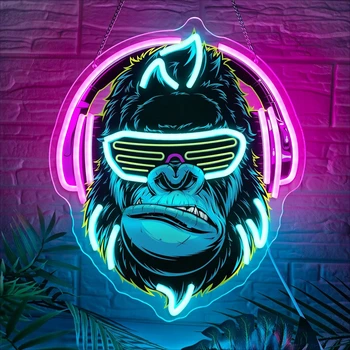 DJ Gorilla LED Neon Sign – Music Wall Decor