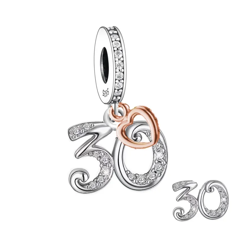 FC Jewelry Fit Original Charm Bracelet 925 Silver 13 16 18 21 30 40 50 70 80 Number Anniversary Bead For Making Women Berloque 4