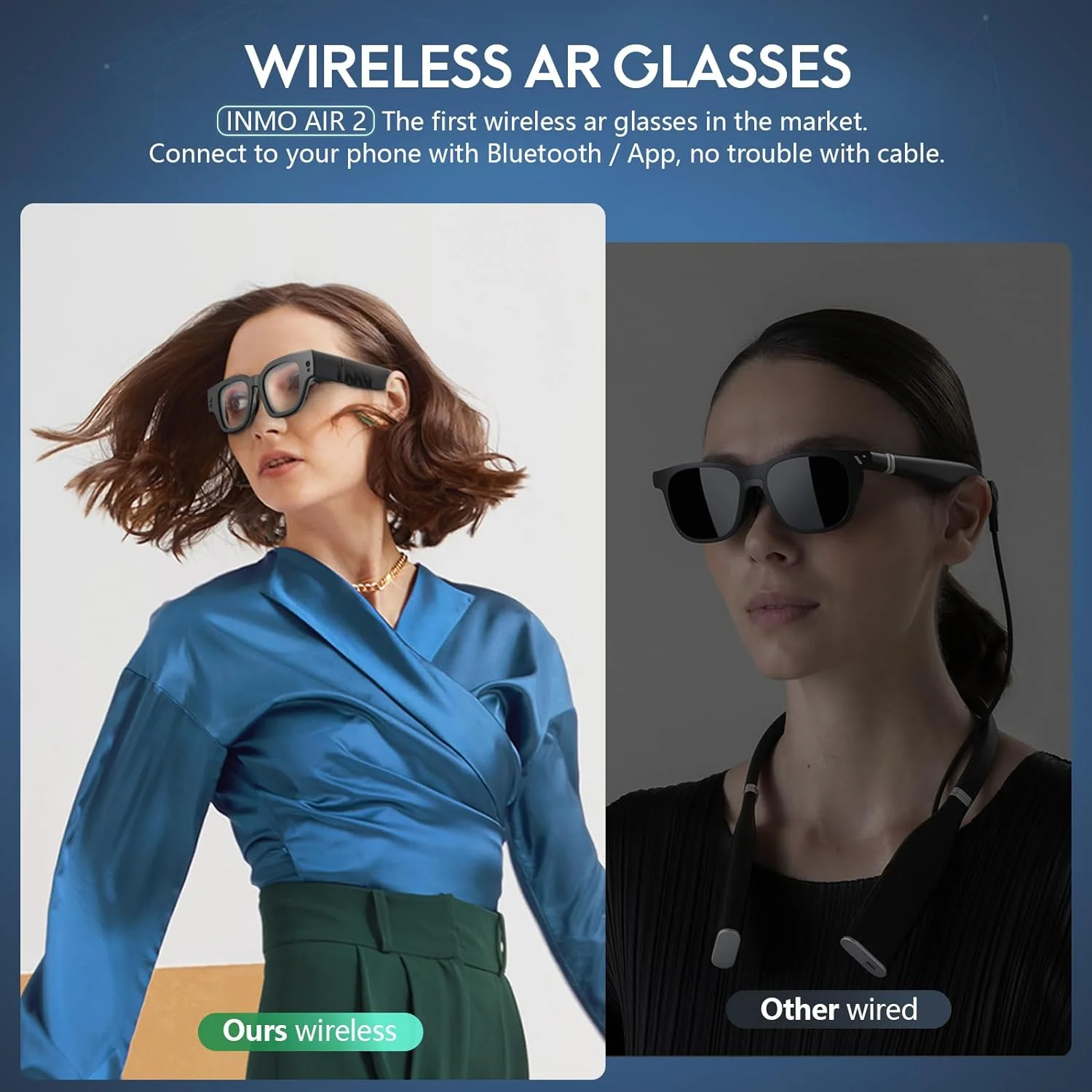 INMO Air 2 Wireless AR Glasses Full Color Display Smart Translation Glasses with Translation AIGC Portable for Office Speech