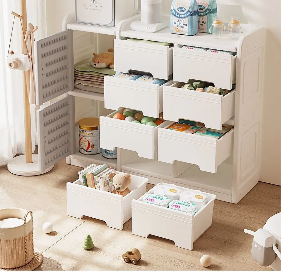 Kids Toy Storage Rack Floor Standing Home Baby Supplies Organizer Feeding Station Storage Cabinet Baby Storage Box Organizer