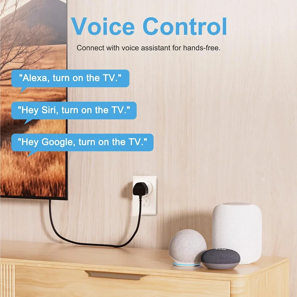 Matter Smart Socket WiFi UK Smart Plug 16A Mini Home Outlet App