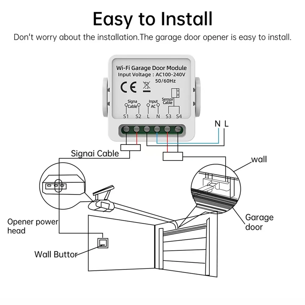 WG01 Smart Tuya WiFi Garage Door Opener Module Gate Remote Control Smart Life AP