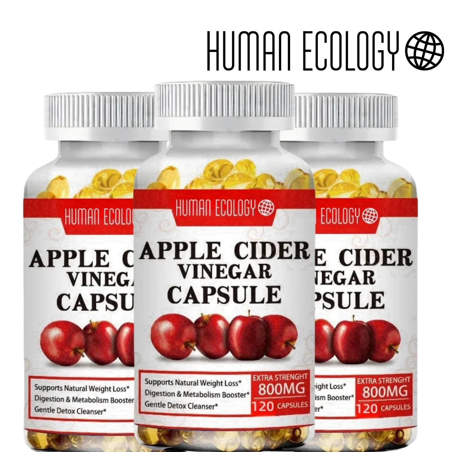 Organic Apple Cider Vinegar Capsules Healthy Weight Management Digestion Detox Immune Soothes Gas Bloating Food