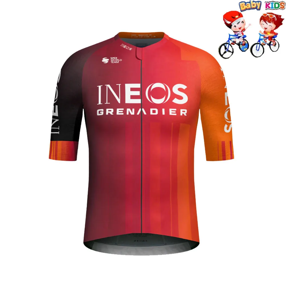 Kids INEOS GRENADIER Team Cycling Jersey Short Sleeve Boys Girls Summer Children TDF Clothing Road Bike Shirts Top Wear MTB