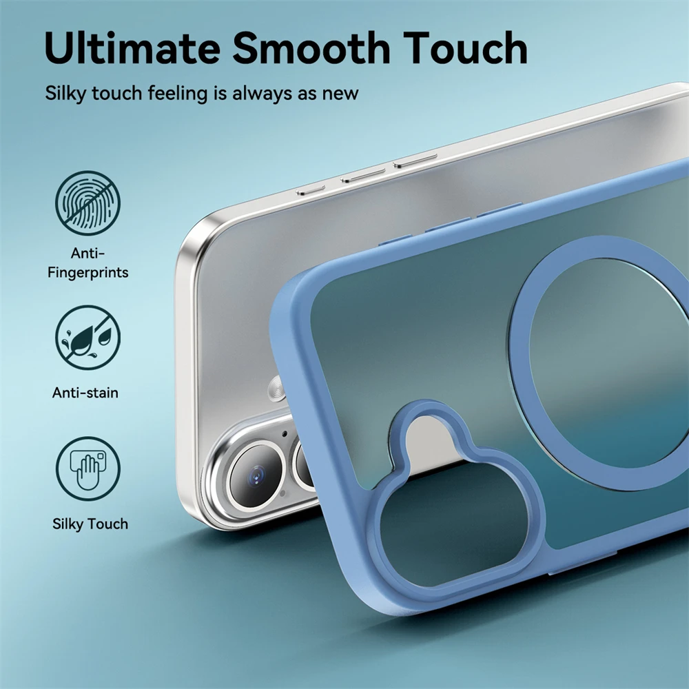 Matte Translucent Frosted Phone Case with Magnetic Camera Button