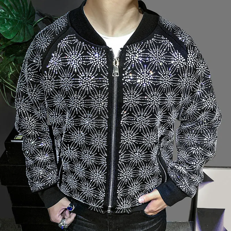 Quilted rhinestone bomber jacket - Men