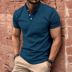 Summer Embroidery Lapel Polo Shirt Men's Short Sleeve Business Casual Fashion Slim Fit Polo Shirt Male T-shirt