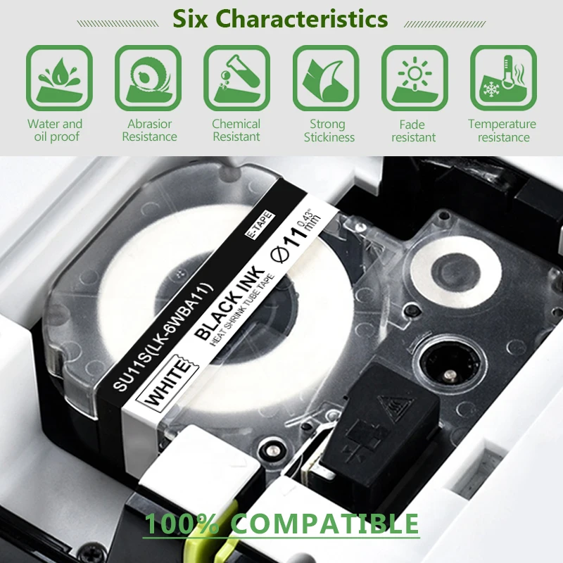 Calor Psiquiatra Tubo Etiqueta Fita Lk6yba11 Preto em Fita Amarela para Epson Labelwork Máquina de Etiquetas Lw300 Lw400 10 Peças 18 mm Su11y - Imagem 5