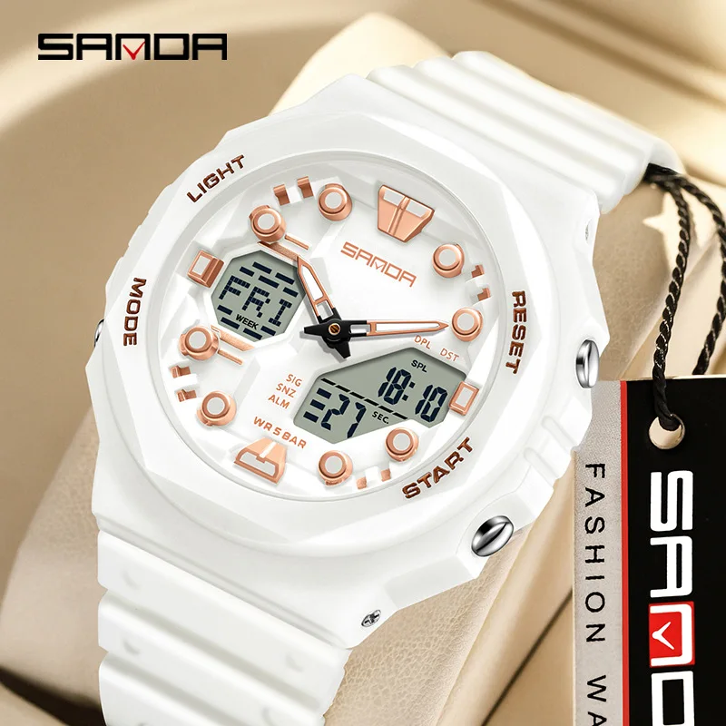 SANDA 6200 Stopwatch Wristwatch Alarm LED Light Digital Watches Men's Sports Watch Military Watches Men Watch 50M Waterproof 2