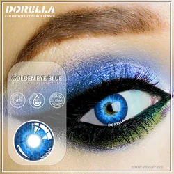 Vibrant Anime Cosplay Color Contact Lenses - Yearly Wear for a Bold Halloween Look (GOLDEN EYE - BLUE)