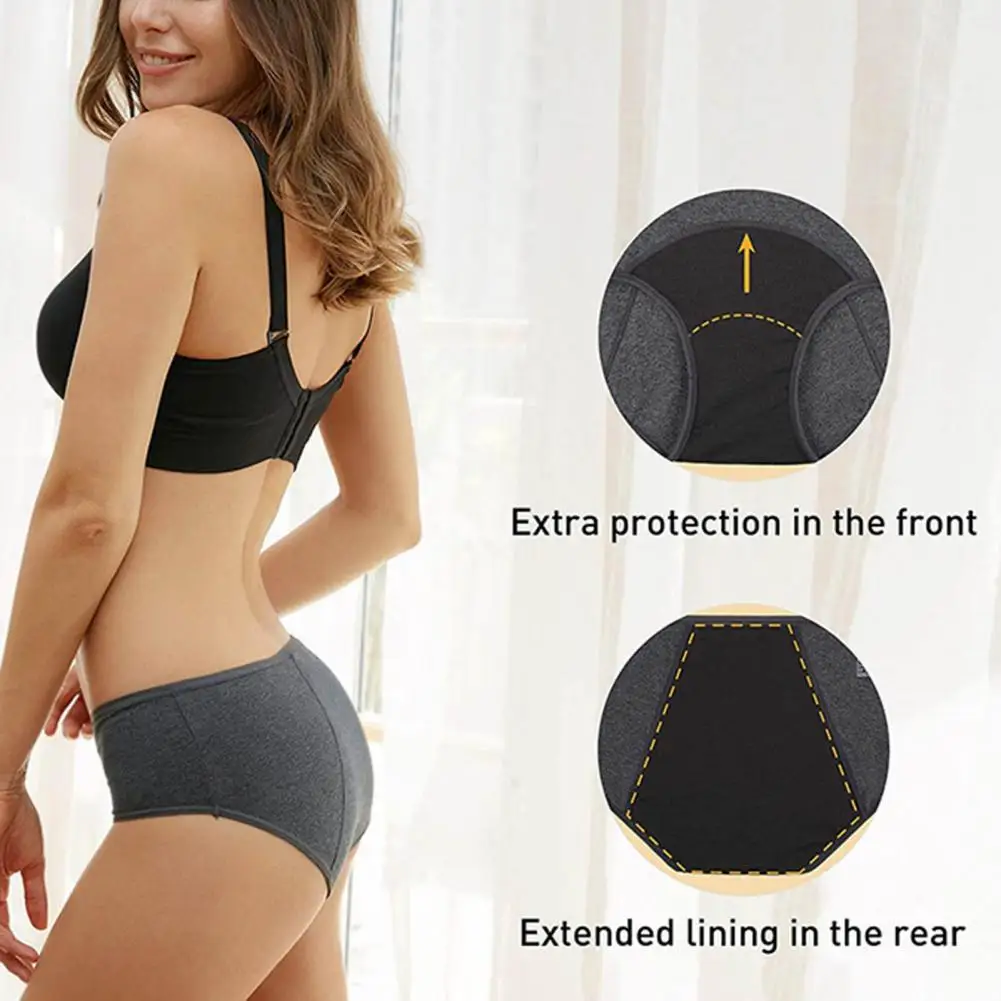 Women Briefs 3D Cutting Pure Color Leakproof Menstruation Briefs High Elastic Breathable Menstrual Panties for Inside Wear 3