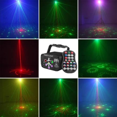 ALIEN RGB 미니 DJ 디스코 레이저 라이트 프로젝터, USB 충전식 LED UV 사운드 스트로브 무대 효과 웨딩 크리스마스 휴일 파티 램프 3