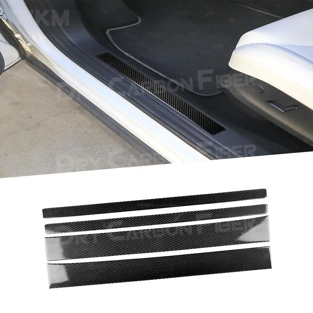 

Carbon Fiber Car Door Sill Protective Sticker Anti Scratch Scuff Pedal Guards Decal Covers For Tesla Model X 2015-2019