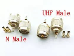 Conector adaptador de engarce N macho/UHF macho de latón 20 piezas para Cable coaxial RG316 RG174