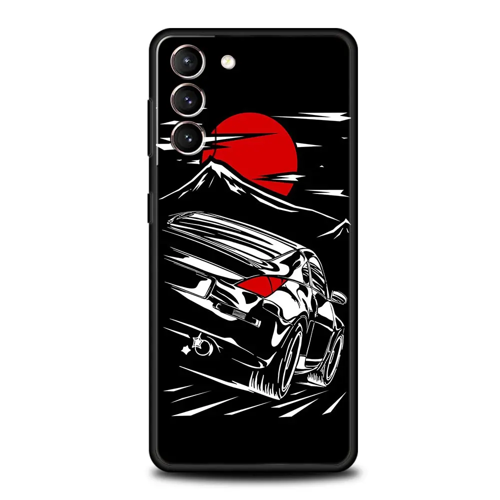 Japanese JDM Sports Car Black Silicone Phone Case