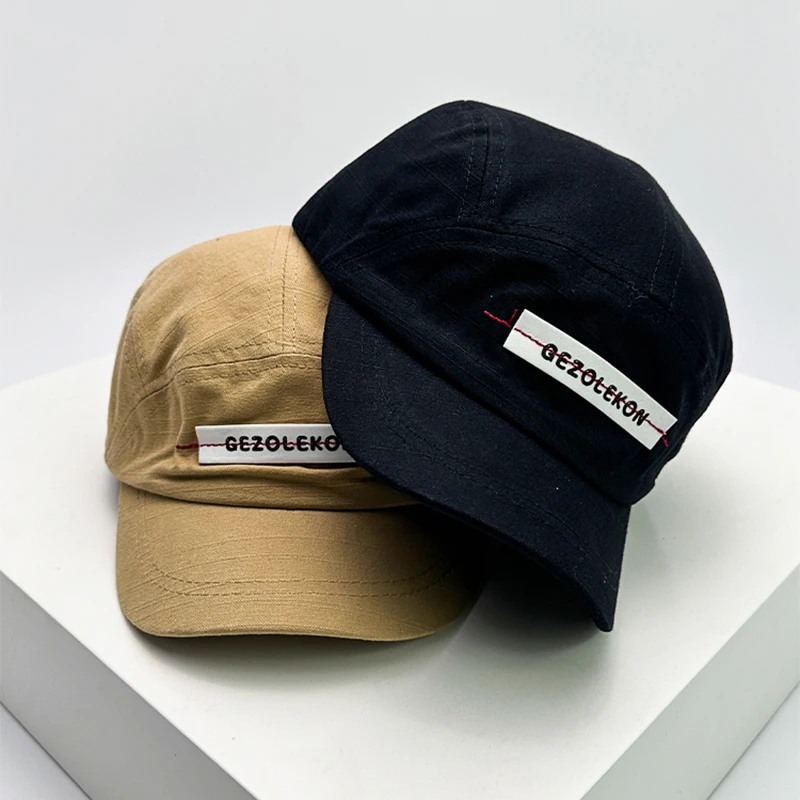 Japanese Workwear PATCH Letter Baseball Hats Short Eaves