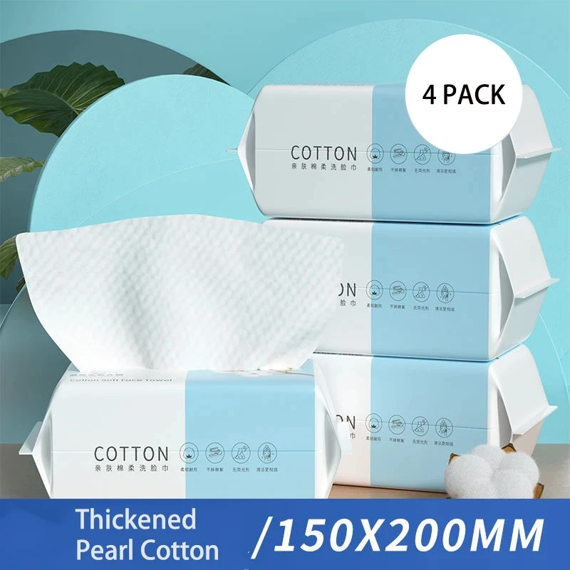 

4Packs Skincare Disposable Face Towel Soft Washcloths Facial Cleansing Cotton Tissue Wet Dry Wipes Makeup Remover Towel Reusable