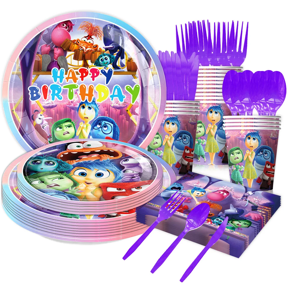 Disney Inside Out 2 Birthday Party Decoration Inside Out Happy Birthday Paper Plates Napkins Cup Balloon Backdrop Kids Gifts birthday party decoration