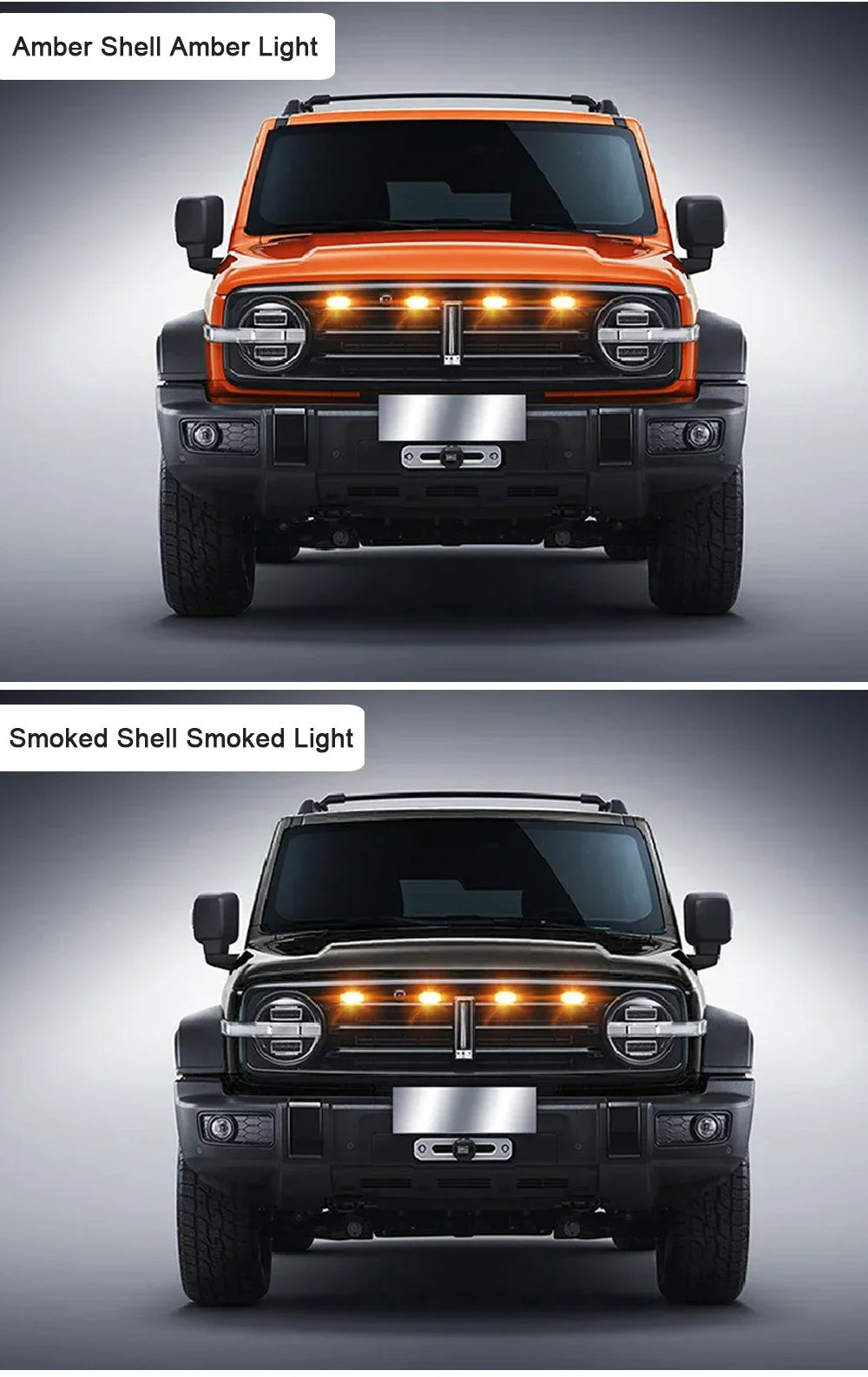 Universal Auto Front LED Grille Licht Geräuchert Bernstein Weiß 4LED Grill Licht Eagle Eye Lampe für Off Road Stamm SUV Ford Toyota Streifen – Detail 1