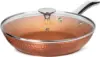 Nonstick Fry Pan With Lid, Hammered Copper Frying Pan Nonstick Skillet, 12 Inch Frying Pan Induction Compatible - L 1