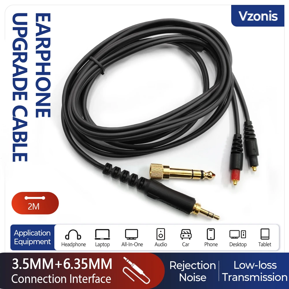 3.5MM + 6.35MM Headphone Upgrade Cable Audio Replacement Cable for SHURE SRH1440 SRH1540 SRH1840