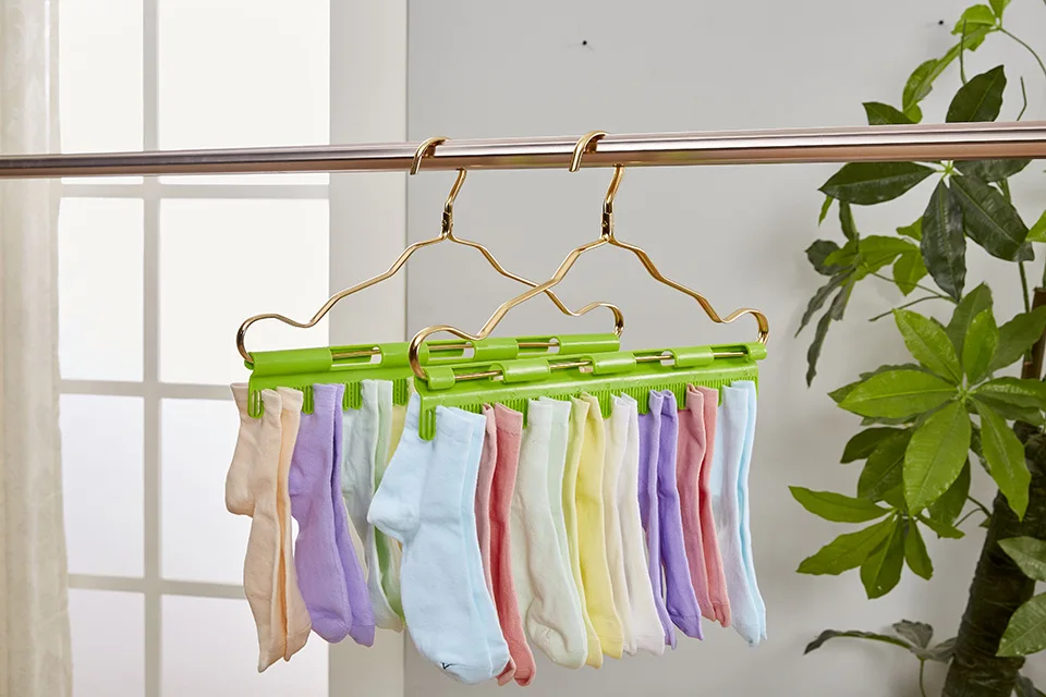 Description Picture 4 of itemMultiple Purpose Non-slip Clothes Hanger Sock Underwear Bra Towel Hanger Clip Peg Household Plastic Windproof Drying Rack 2PCS