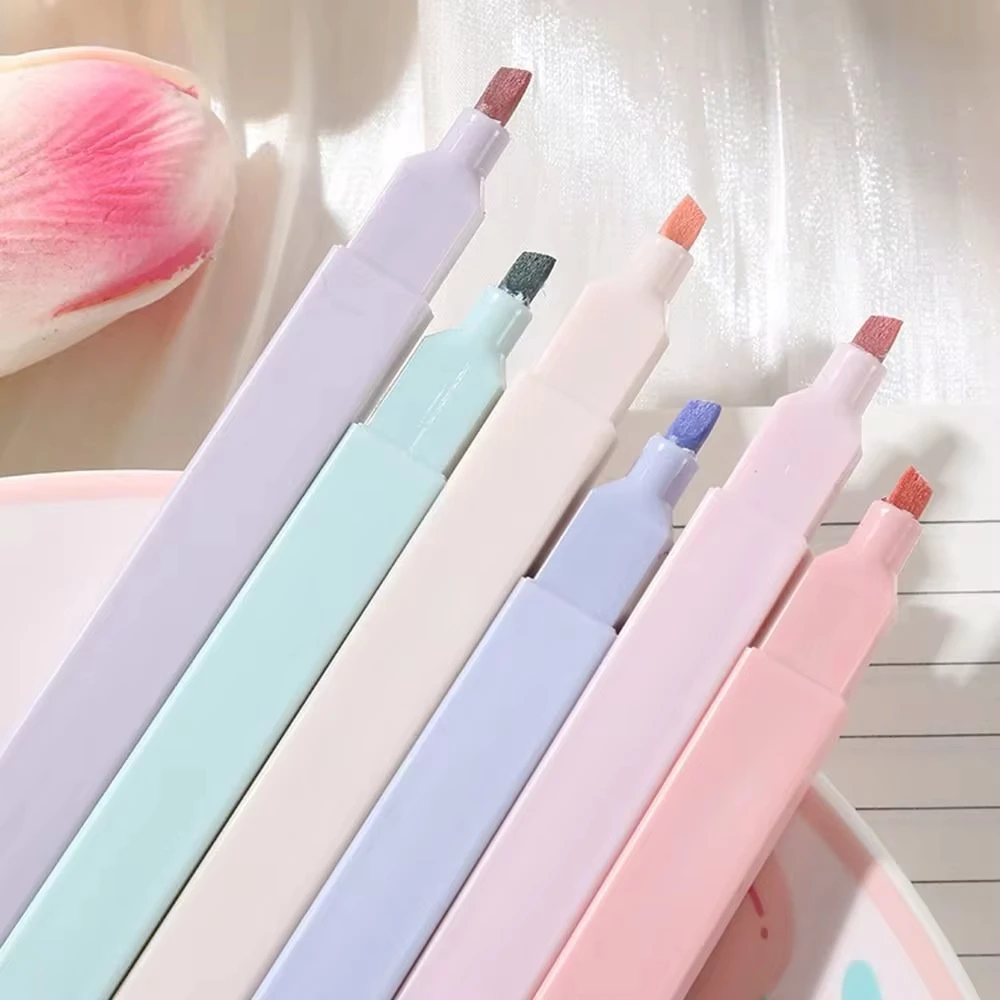 Highlighter Marker Pastel Color Kawaii Stationery School Supplies Student 6pcs/set highlighter marker,highlighter pen,marker pen,art marker