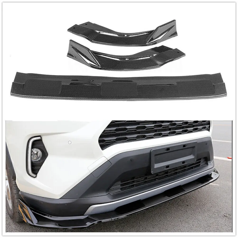 

Carbon Fiber Style Front Bumper Body Kit Spoiler Lip For Toyota RAV4 2019-2023