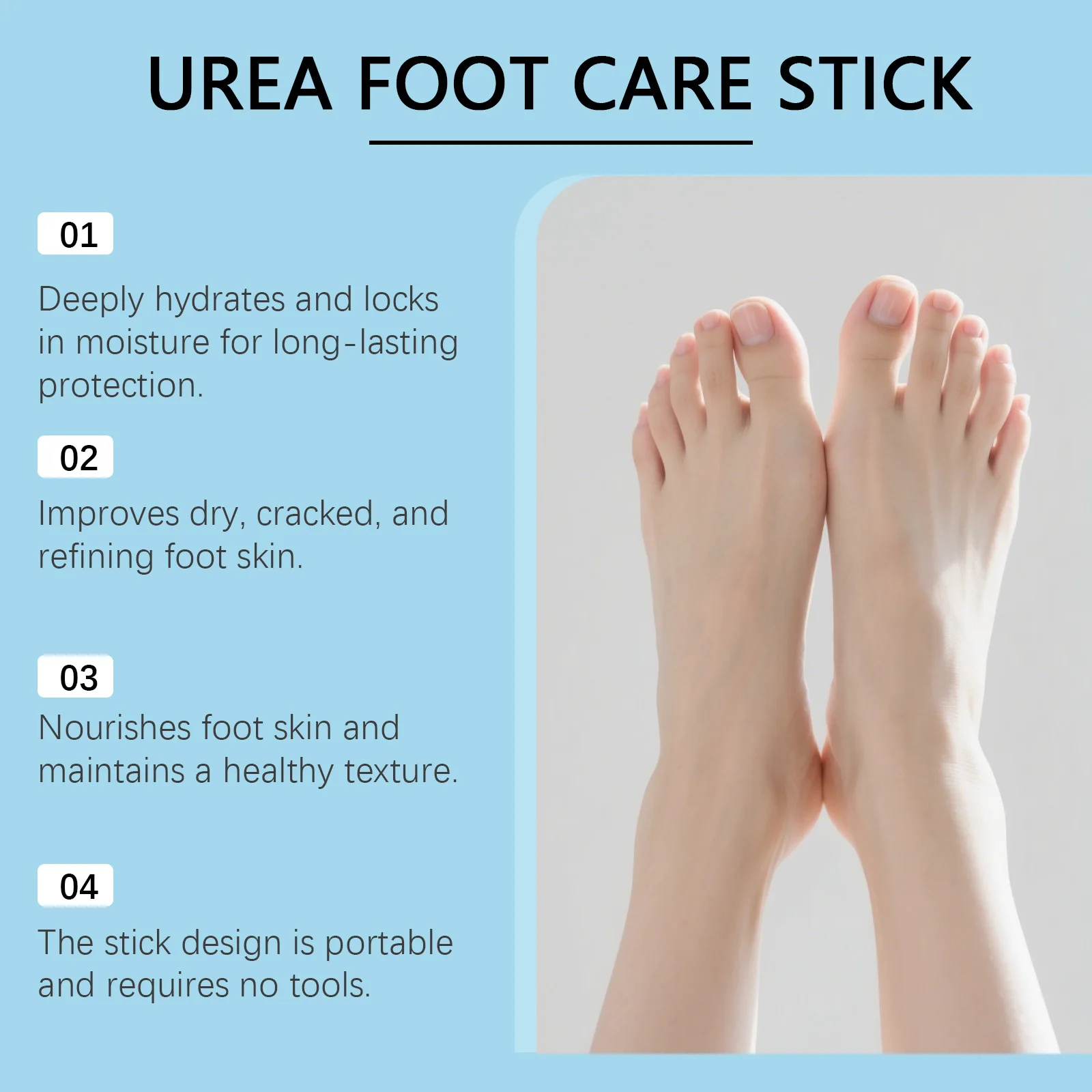 Foot Moisturizing Care Stick - Gentle Cleansing for Feet & Heels, Eliminates Odors, Refreshing & Moisturizing