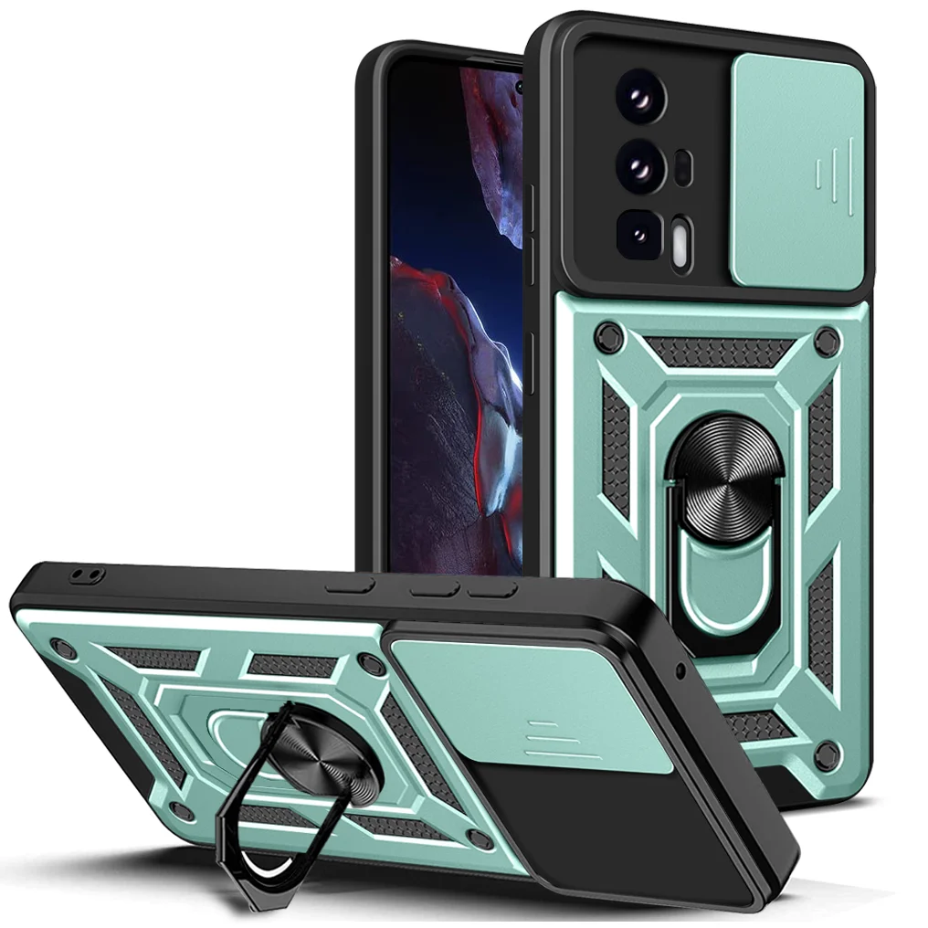 Durable Shockproof Armor Phone Case with Car Holder & Camera Lens Protection for Xiaomi Mi Poco F5 Series