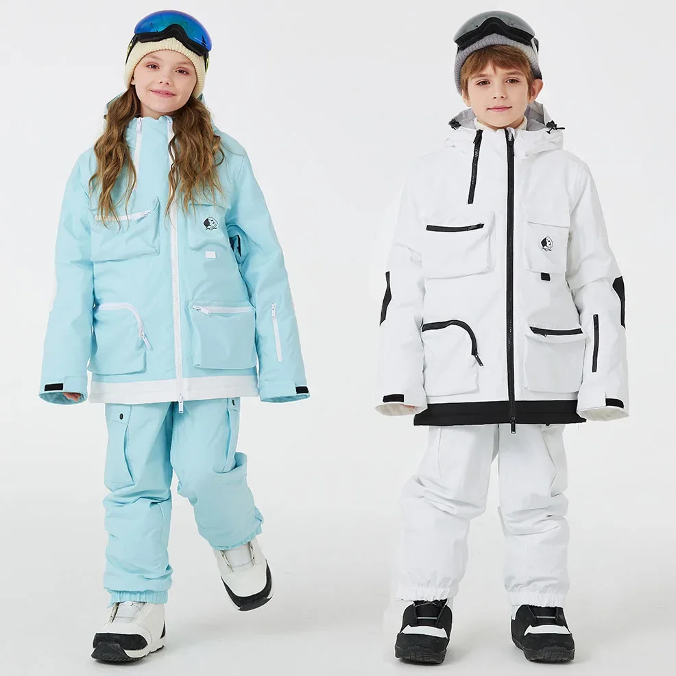 Outdoor Sports Ski Suit For Children Windproof Waterproof Winter Snow Jackets+Pants Set Boys And Girls Snowboarding Warm Suit