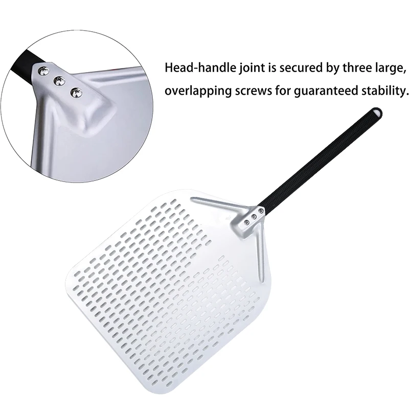 SHANGPEIXUAN 14/13/12 Inch Perforated Pizza Peel Rectangular Pizza Shovel Aluminum Hard Coating or Anodized Peel
