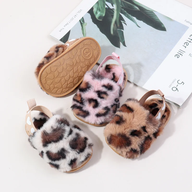 Baby Shoes-Winter Baby Plush Toe Soft Slippers for Girls Boys Indoor