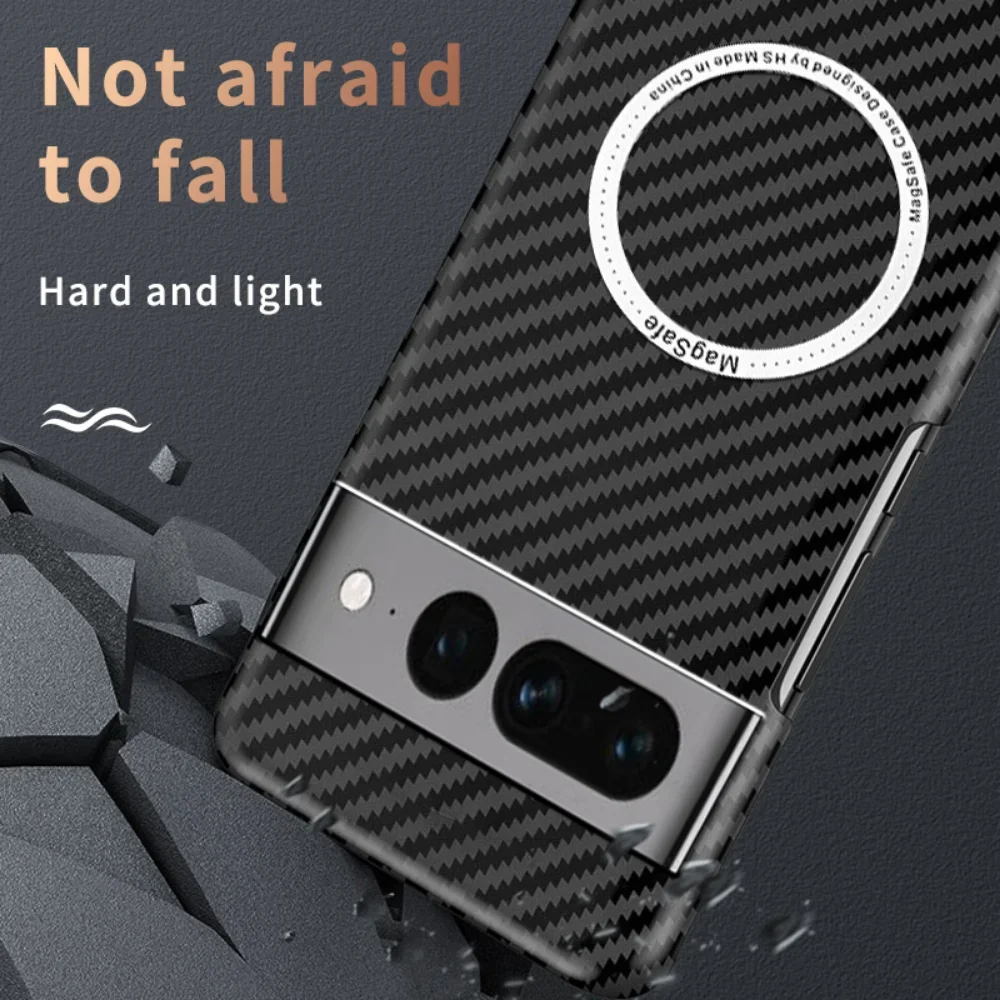 Luxury Carbon Fiber Texture Magnetic Ultra Slim Matte Case with MagSafe Ring Armor Cover