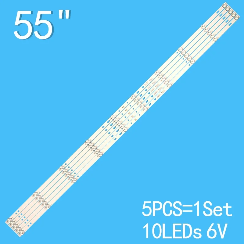 1077MM 5PCS 10 lamp NEW LED Strip For MS-L3184 JL.D55052330-006AS-M_V01 55Z1 TD SYSTEM K55DLX9US SKYTECH SJ.CX.D5500802-2835KS-M