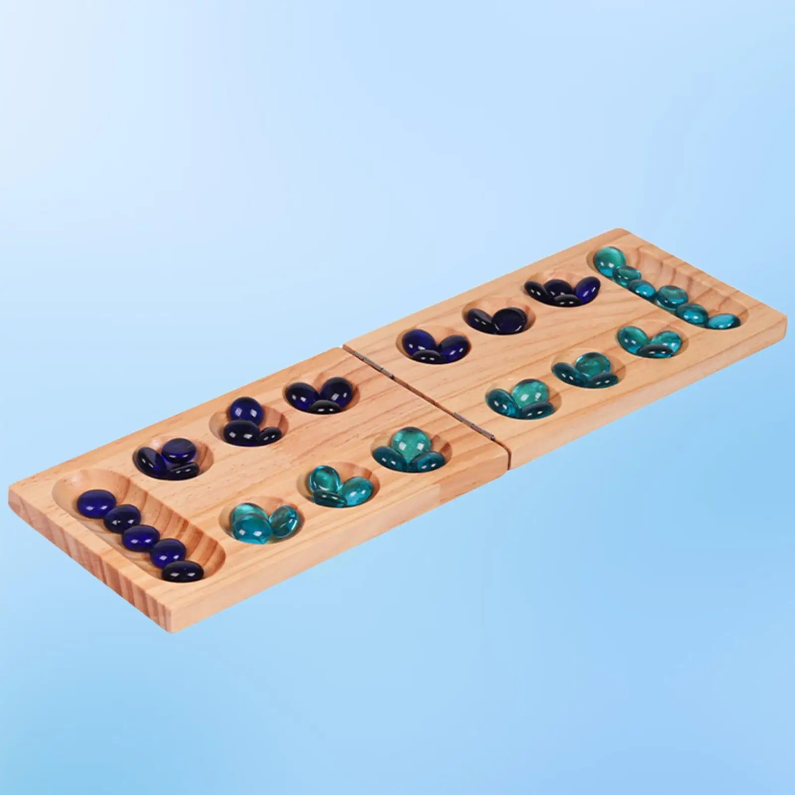 African Mancala Board Game, 2 Player Game with 48 Stones Party Game Strategy