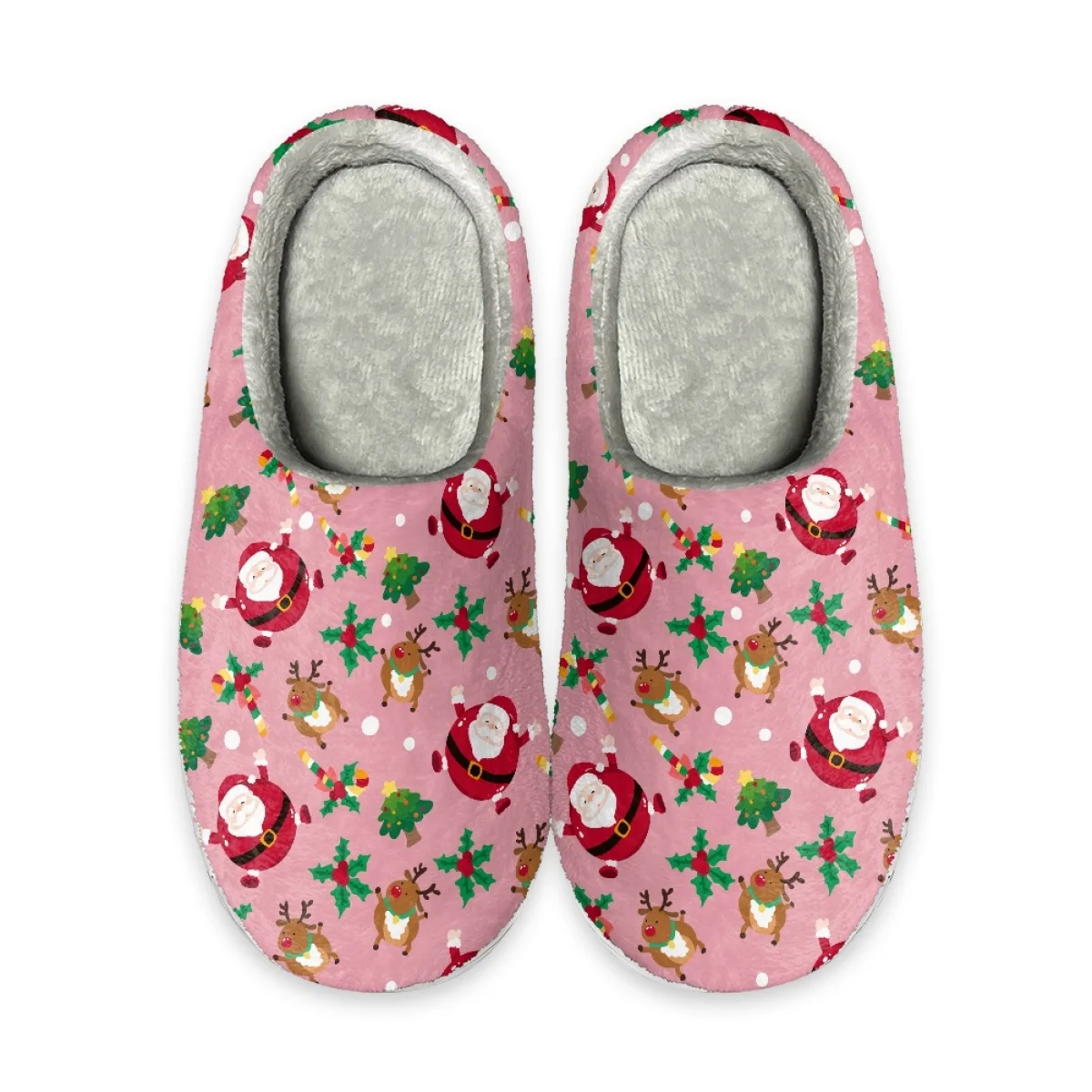 

2023 зимние розовые хлопковые туфли, классические Фланелевые Туфли с рисунком деда мороза, украшенным орнаментом, теплые, уютные, прочные, Нескользящие