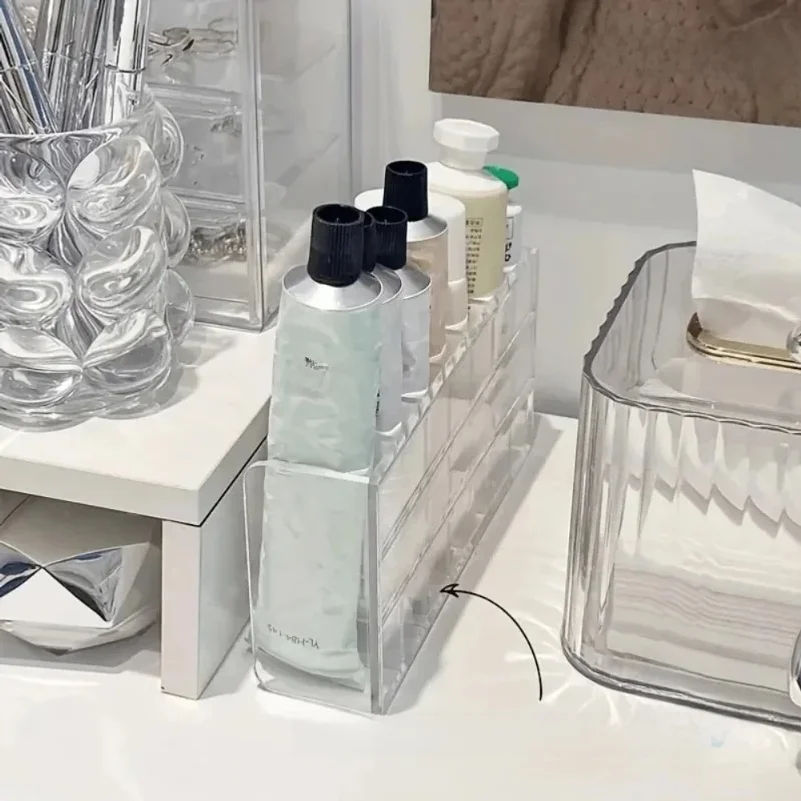 7-Slot Transparent Plastic Cosmetic Organizer Multi-Functional Makeup Holder for Home Office Bathroom Dressing Table Sorting 3