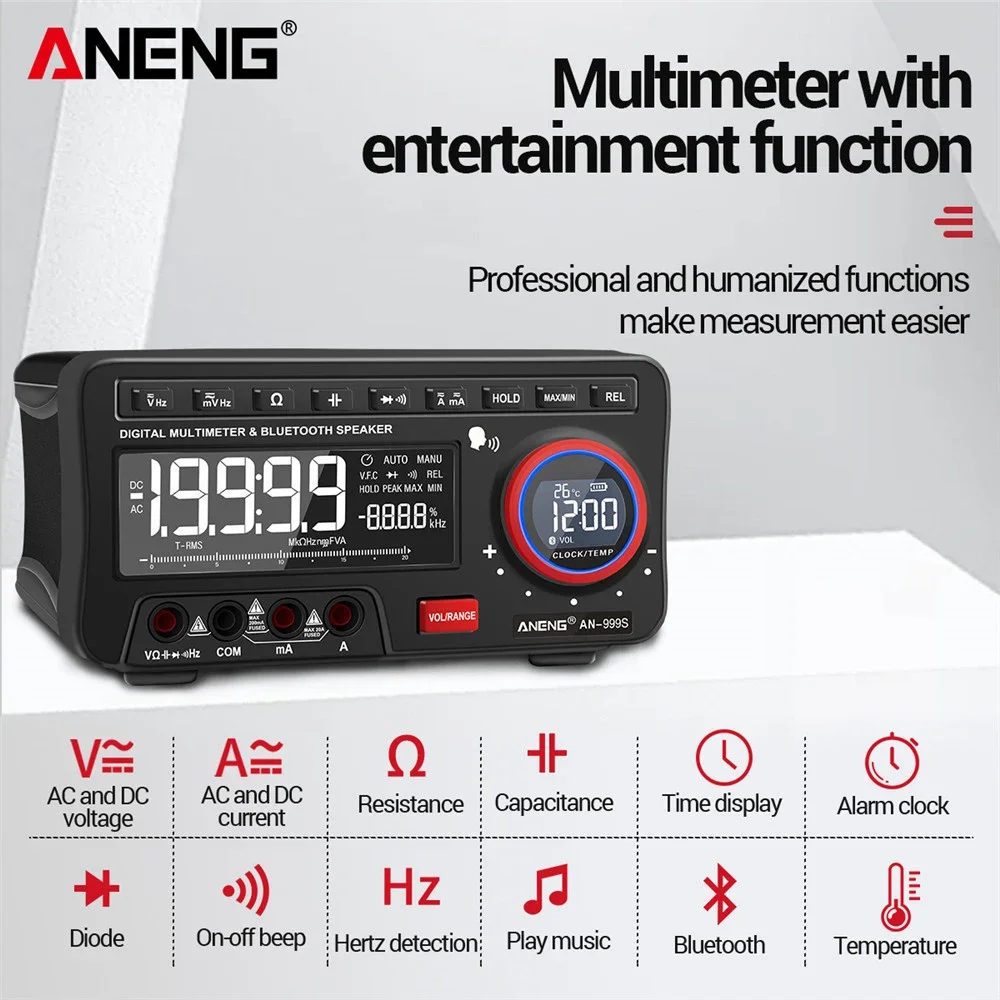 ANENG AN-999S Desktop Voice Digital Multimeter Professional Bluetooth 19999 Counts True RMS DC/AC Voltage Current Tester