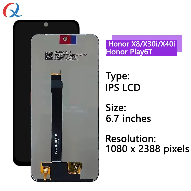 Huawei Honor Play용 LCD 디스플레이 디지타이저 어셈블리, Ecran X8 X30i X40i, 6T Pro, Honor x8 화면 교체용