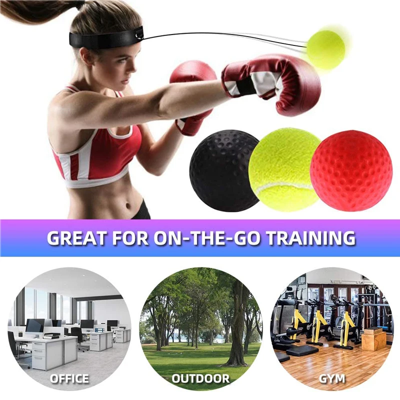 Description Picture 5 of itemNew Boxing Fight Ball on String Reflex Fitness Punching Head Bands Set Improving Speed Reaction MMA Training Goal Accessories