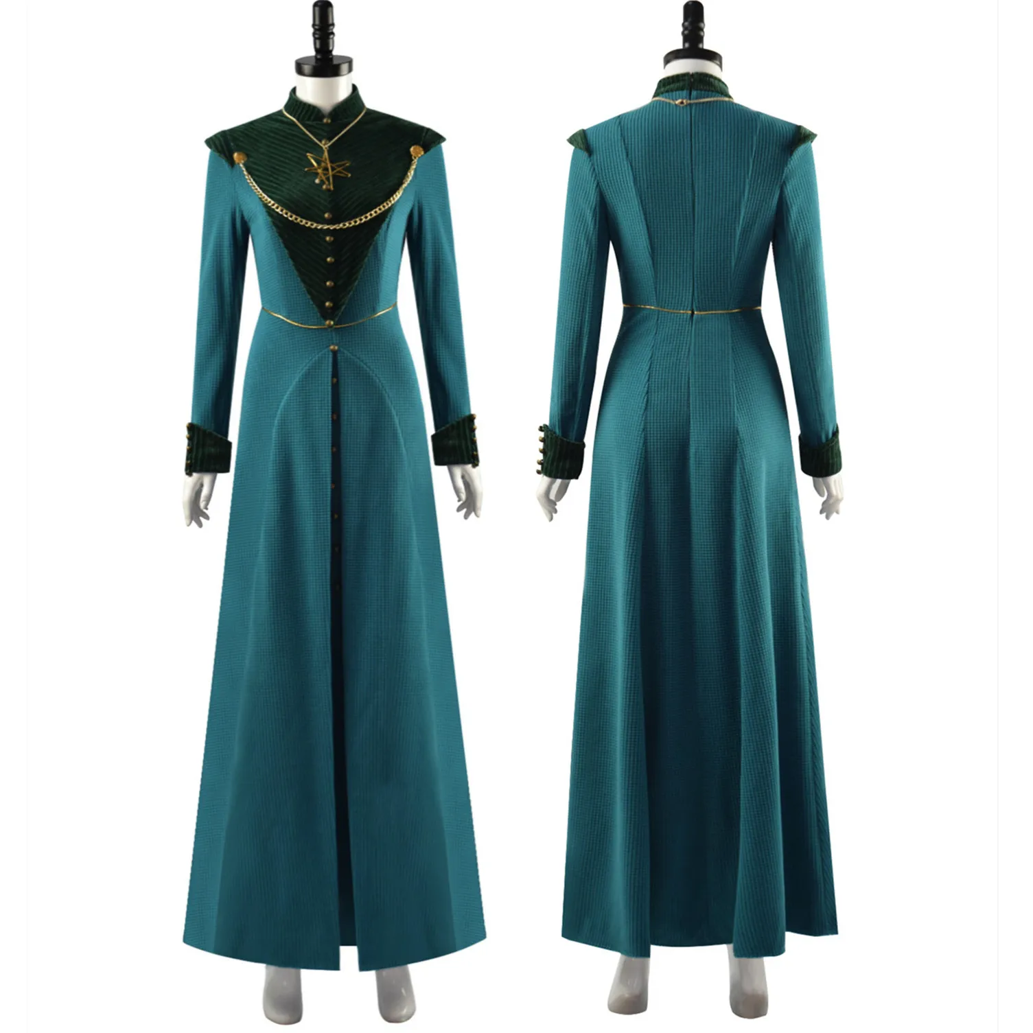 

CosDaddy Alicent Hightower Cosplay Costume Adult Women Long Sleeves Dress Outfits Movie Halloween Carnival Party Evening Dress