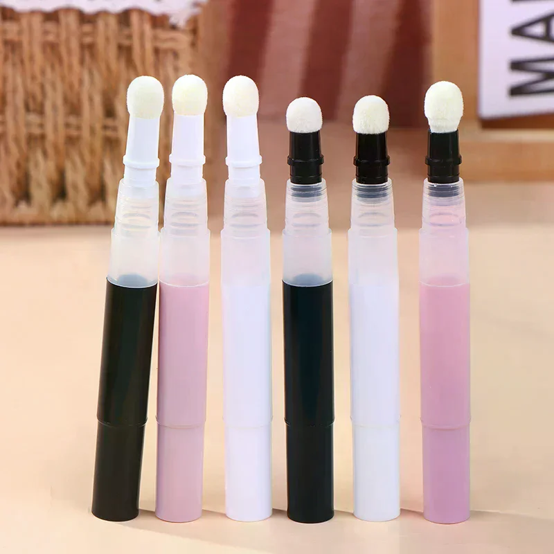 1pc 3ml Empty Twist Cosmetic Pen - Sponge Tip Lip Gloss Tube Foundation Concealer Dispenser Refillable Makeup Container