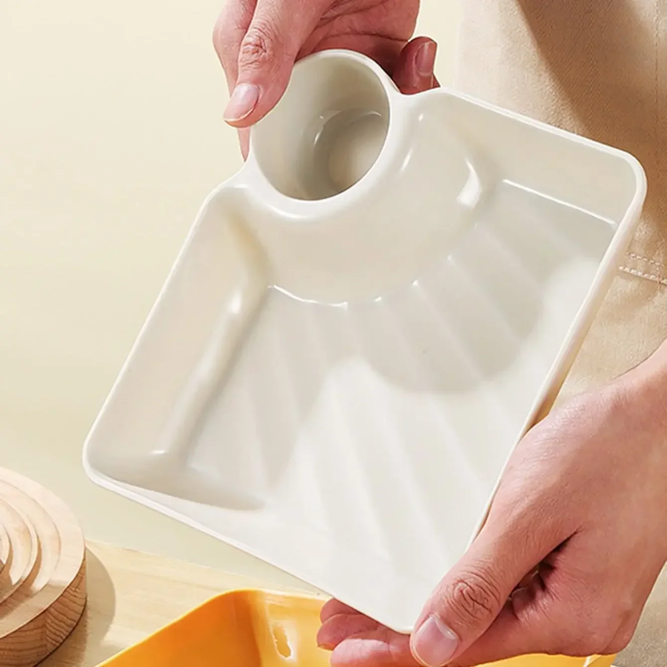 1pc-Dumpling Plate Polished Square Snack Plate Restaurant Kitchen Household Use Creative Design Easy to Clean appetizer plates