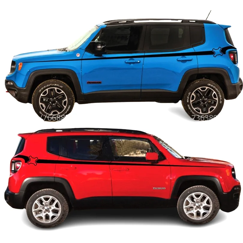 

Matte Black Car Modified Stripe Sticker Body Waistline Vinyl Graphics Decal Stickers for Jeep Renegade