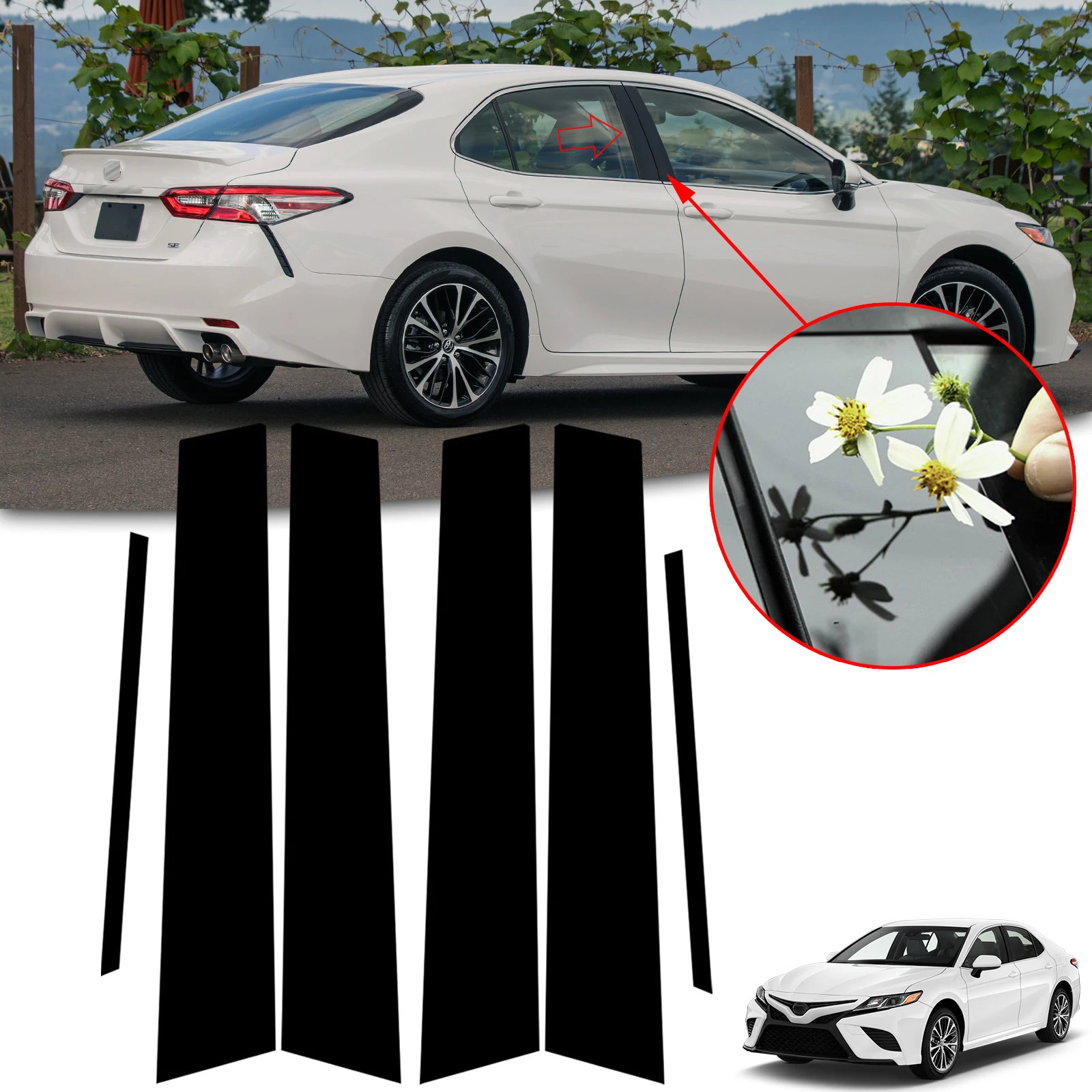 New Car Window B-Pillar Trim Stickers Door Pillars Wrap Film Styling Accessories - View #3
