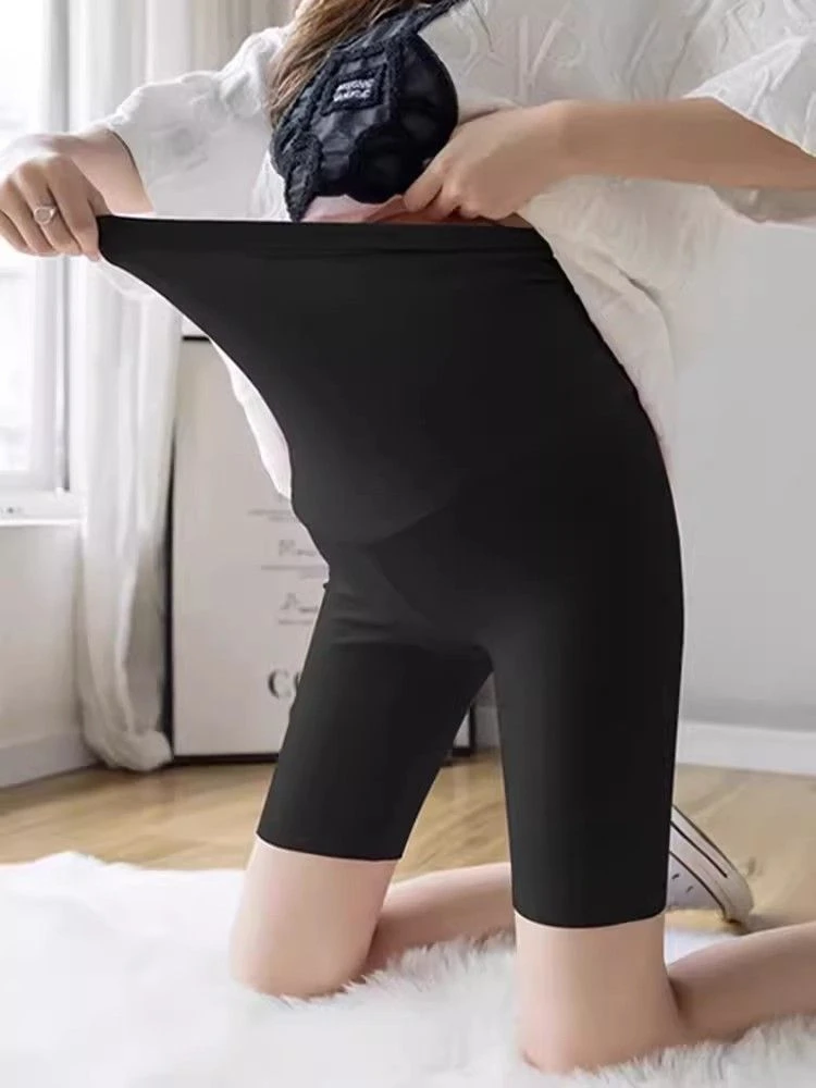 Large Size Maternity Leggings Summer Thin Ice Silk Shark Skin Yoga Pants Belly Support Safety Anti-light Shorts Summer Wea
