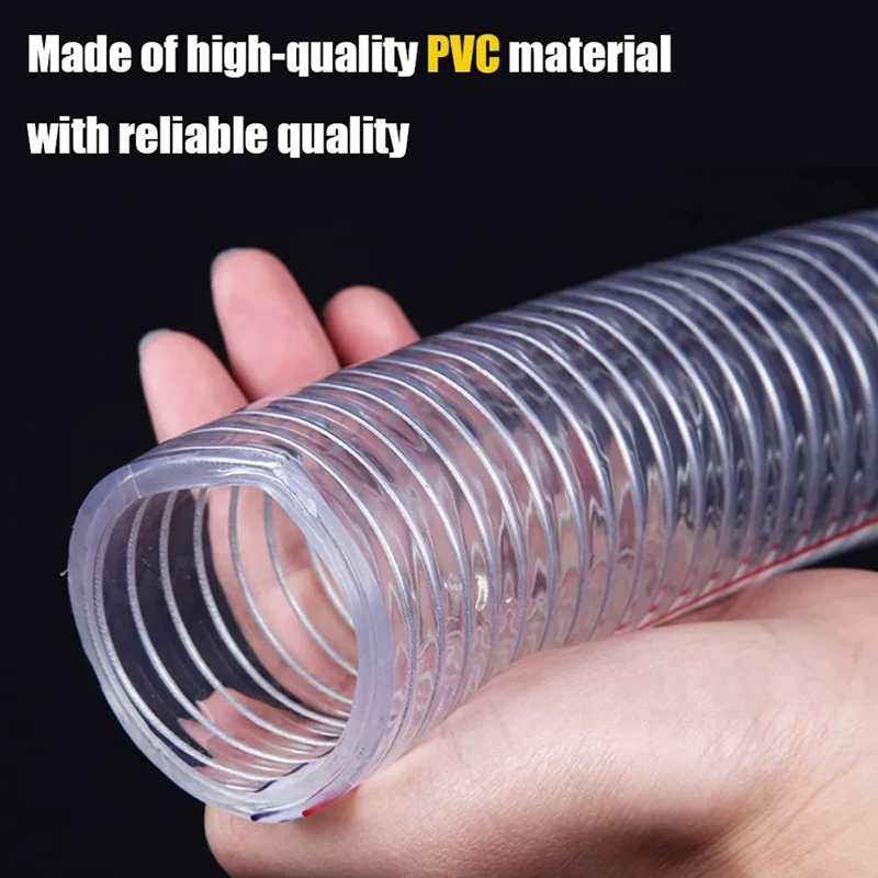 1M PVC Steel Wire Hose Transparent Plastic Pipe Thickened Water Pump Oil Pipe Vacuum Heatresistant Oil Resistant Antifreeze