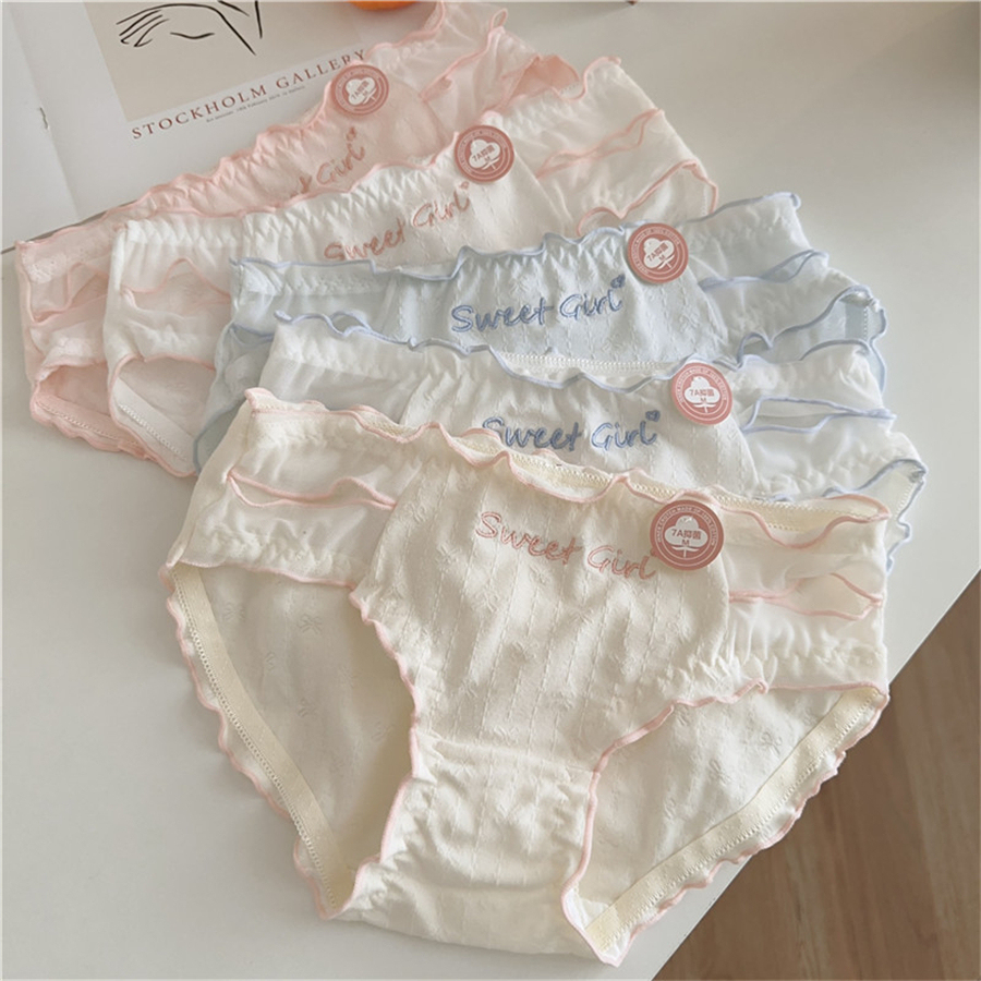 3PCS/Set Cotton Panties Women Comfortable Underwears Sexy Middle-Waisted Underpants Female Lingerie Cute Letter Ladies Briefs