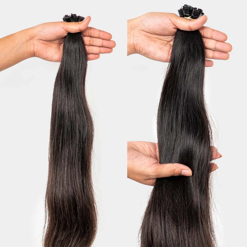Human Hair Extension Straight 0.8g 1g / Stands Remy Flat Tip Silky Straight Natural Black Brown Pre Bonded Keratin Fusion Hair human hair extension